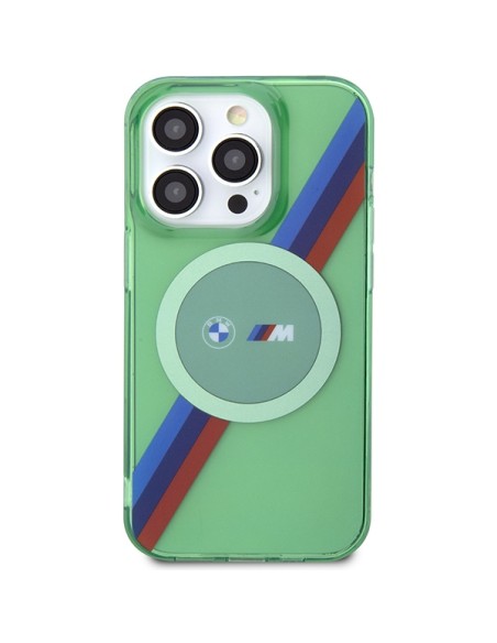 Etui BMW M Tricolor Stripes MagSafe na iPhone 15 Pro - zielone Etui BMW M Tricolor Stripes MagSafe na iPhone 15 Pro - zielone