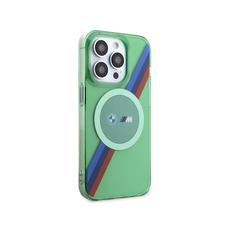 Etui BMW M Tricolor Stripes MagSafe na iPhone 15 Pro - zielone