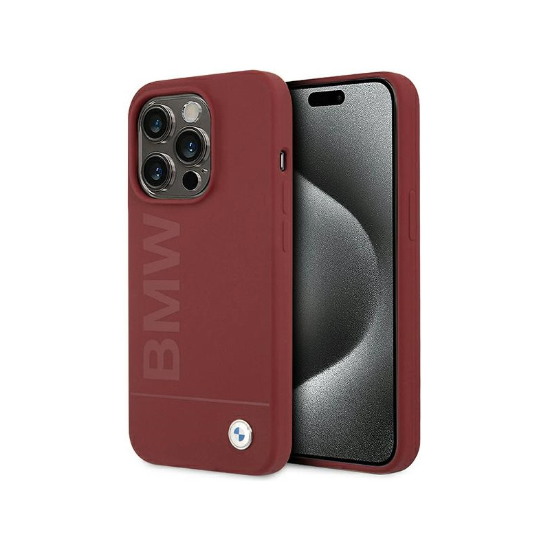 Etui BMW Silicone Big Logo MagSafe na iPhone 15 Pro - czerwone Etui BMW Silicone Big Logo MagSafe na iPhone 15 Pro - czerwone