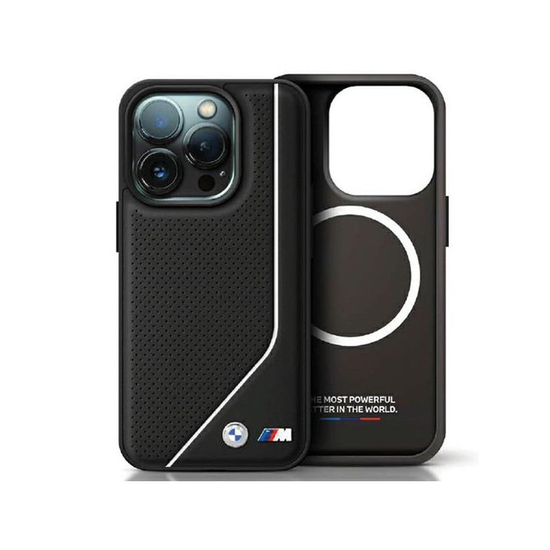 Etui BMW Perforated Twisted Line MagSafe na iPhone 15 / 14 / 13 - czarne Etui BMW Perforated Twisted Line MagSafe na iPhone 15 / 14 / 13 - czarne