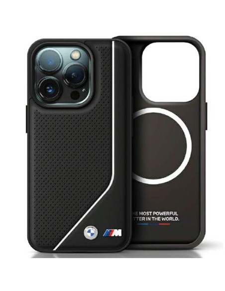Etui BMW Perforated Twisted Line MagSafe na iPhone 15 / 14 / 13 - czarne Etui BMW Perforated Twisted Line MagSafe na iPhone 15 / 14 / 13 - czarne