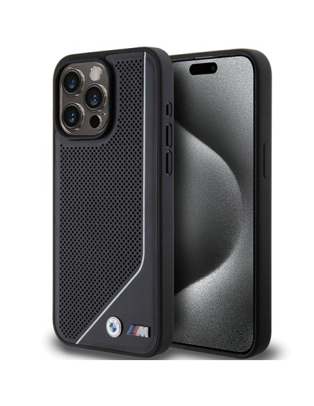 Etui BMW Perforated Twisted Line MagSafe na iPhone 15 Pro Max - czarne