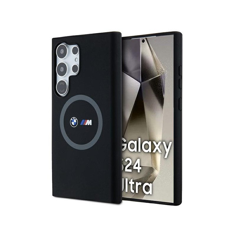 Etui BMW M Silicone Printed Ring MagSafe na Samsung Galaxy S24 Ultra - czarne Etui BMW M Silicone Printed Ring MagSafe na Samsung Galaxy S24 Ultra - czarne