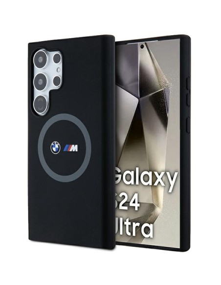 Etui BMW M Silicone Printed Ring MagSafe na Samsung Galaxy S24 Ultra - czarne Etui BMW M Silicone Printed Ring MagSafe na Samsung Galaxy S24 Ultra - czarne