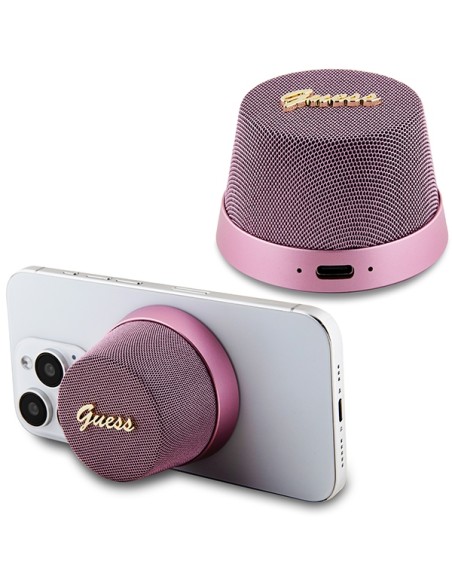 Głośnik Bluetooth Guess Magnetic Script Metal - różowy Głośnik Bluetooth Guess Magnetic Script Metal - różowy