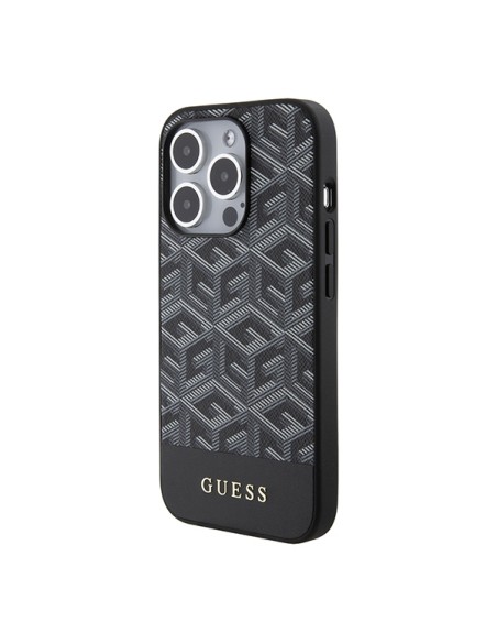 Etui Guess GCube Stripes MagSafe na iPhone 15 Pro Max - czarne