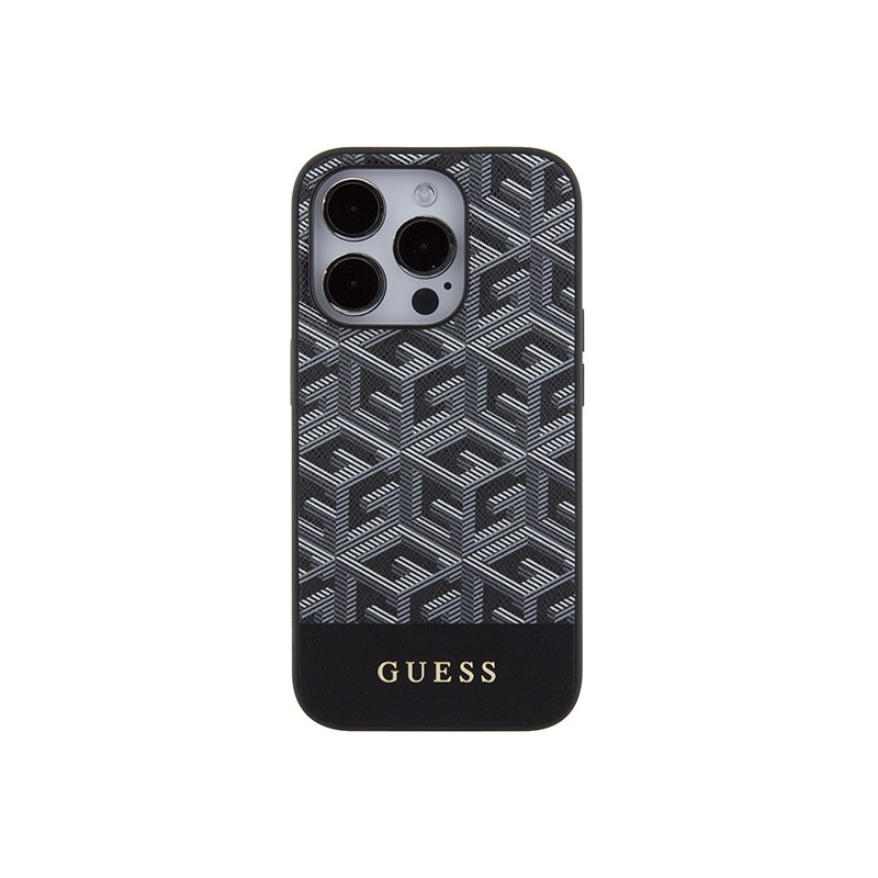 Etui Guess GCube Stripes MagSafe na iPhone 15 Pro Max - czarne