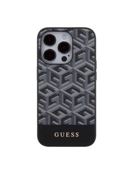 Etui Guess GCube Stripes MagSafe na iPhone 15 Pro Max - czarne