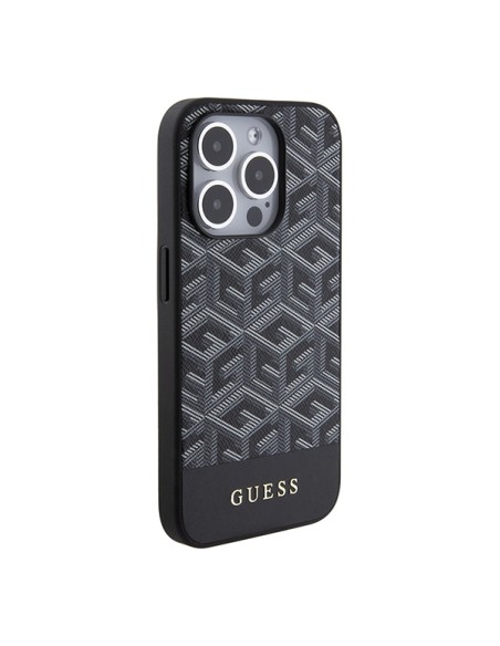 Etui Guess GCube Stripes MagSafe na iPhone 15 Pro Max - czarne