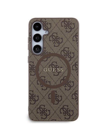 Etui Guess 4G Collection Leather Metal Logo MagSafe na Samsung Galaxy S24+ - brązowe Etui Guess 4G Collection Leather Metal Logo MagSafe na Samsung Galaxy S24+ - brązowe