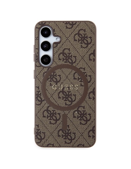 Etui Guess 4G Collection Leather Metal Logo MagSafe na Samsung Galaxy S24 - brązowe Etui Guess 4G Collection Leather Metal Logo MagSafe na Samsung Galaxy S24 - brązowe