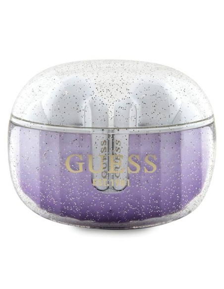 Słuchawki Bluetooth TWS Guess Glitter Gradient ze stacją dokującą - fioletowe Słuchawki Bluetooth TWS Guess Glitter Gradient ze stacją dokującą - fioletowe