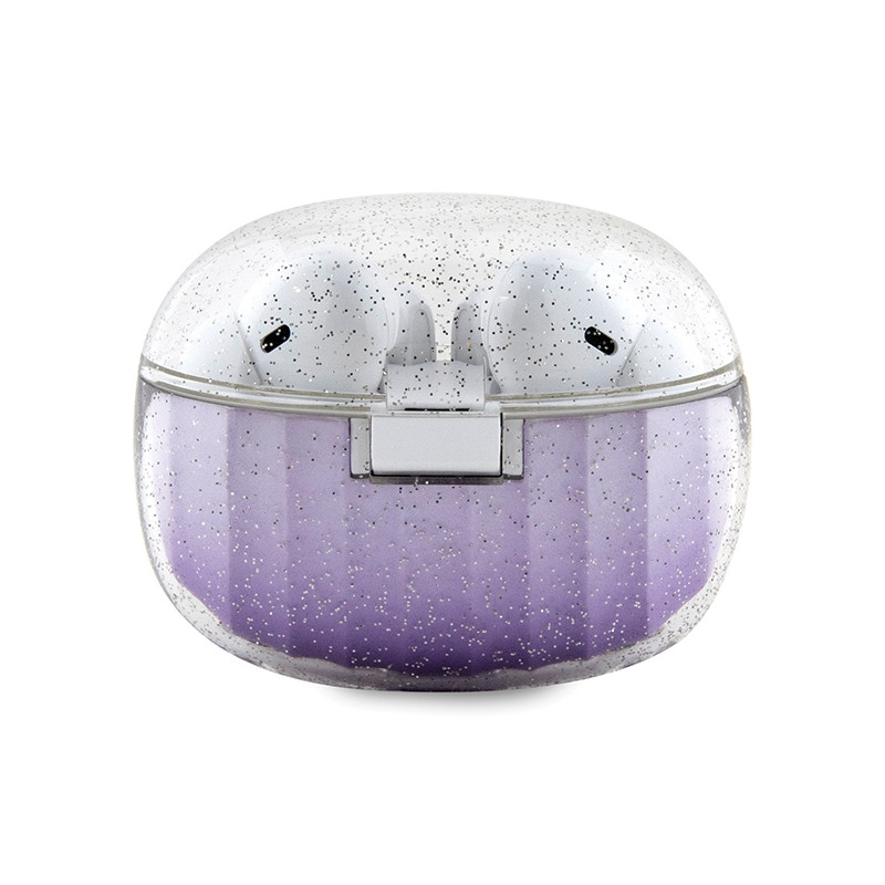 Słuchawki Bluetooth TWS Guess Glitter Gradient ze stacją dokującą - fioletowe