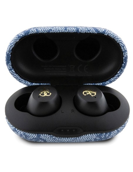Słuchawki Bluetooth TWS Guess 4G Metal ze stacją dokującą ENC - niebieskie Słuchawki Bluetooth TWS Guess 4G Metal ze stacją dokującą ENC - niebieskie