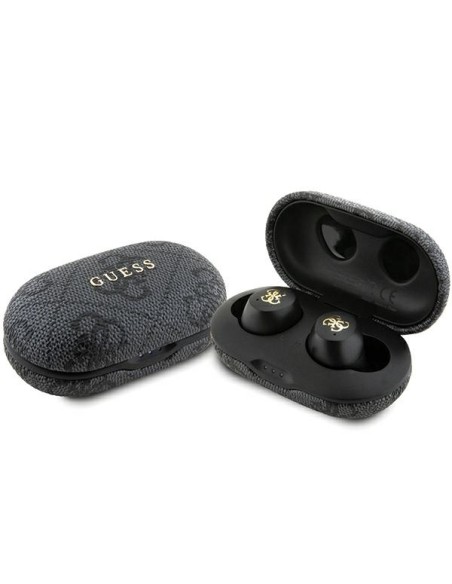 Słuchawki Bluetooth TWS Guess 4G Metal ze stacją dokującą ENC - czarne Słuchawki Bluetooth TWS Guess 4G Metal ze stacją dokującą ENC - czarne