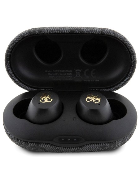Słuchawki Bluetooth TWS Guess 4G Metal ze stacją dokującą ENC - czarne Słuchawki Bluetooth TWS Guess 4G Metal ze stacją dokującą ENC - czarne