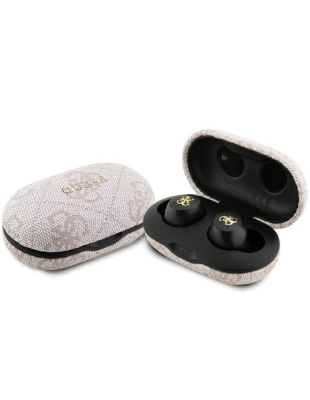 Słuchawki Bluetooth TWS Guess 4G Metal ze stacją dokującą ENC - różowe