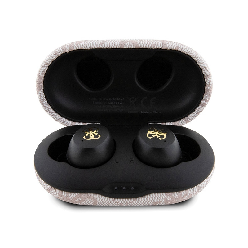 Słuchawki Bluetooth TWS Guess 4G Metal ze stacją dokującą ENC - różowe