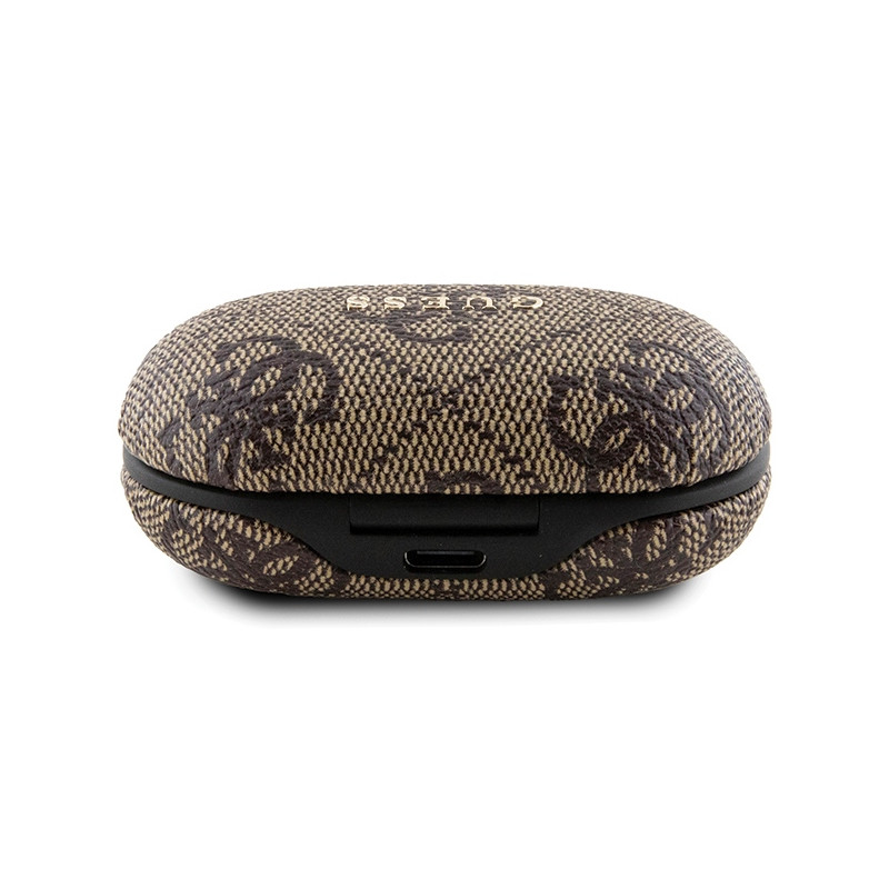 Słuchawki Bluetooth TWS Guess 4G Metal ze stacją dokującą ENC - brązowe