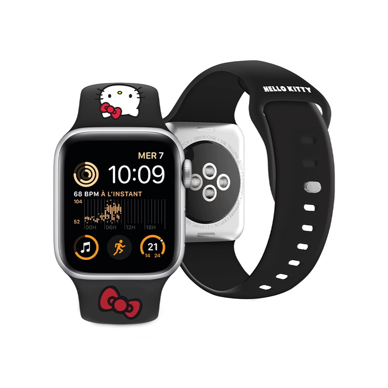 Pasek Hello Kitty Silicone Kitty Head na Apple Watch 42/ 44/ 45/ 49mm - czarny