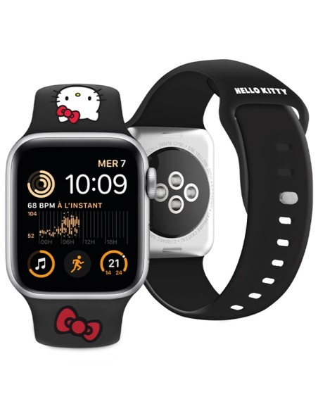 Pasek Hello Kitty Silicone Kitty Head na Apple Watch 42/ 44/ 45/ 49mm - czarny Pasek Hello Kitty Silicone Kitty Head na Apple Watch 42/ 44/ 45/ 49mm - czarny