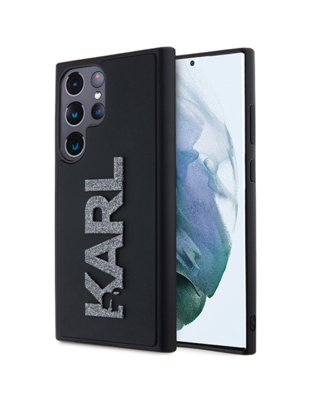 Etui Karl Lagerfeld 3D Rubber Glitter Logo na Samsung Galaxy S23 Ultra - czarne Etui Karl Lagerfeld 3D Rubber Glitter Logo na Samsung Galaxy S23 Ultra - czarne