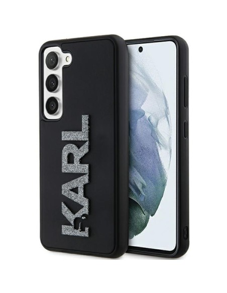 Etui Karl Lagerfeld 3D Rubber Glitter Logo na Samsung Galaxy S23 - czarne Etui Karl Lagerfeld 3D Rubber Glitter Logo na Samsung Galaxy S23 - czarne