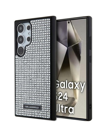 Etui Karl Lagerfeld Rhinestone Metal Logo na Samsung Galaxy S24 Ultra - srebrne Etui Karl Lagerfeld Rhinestone Metal Logo na Samsung Galaxy S24 Ultra - srebrne