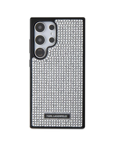 Etui Karl Lagerfeld Rhinestone Metal Logo na Samsung Galaxy S24 Ultra - srebrne Etui Karl Lagerfeld Rhinestone Metal Logo na Samsung Galaxy S24 Ultra - srebrne