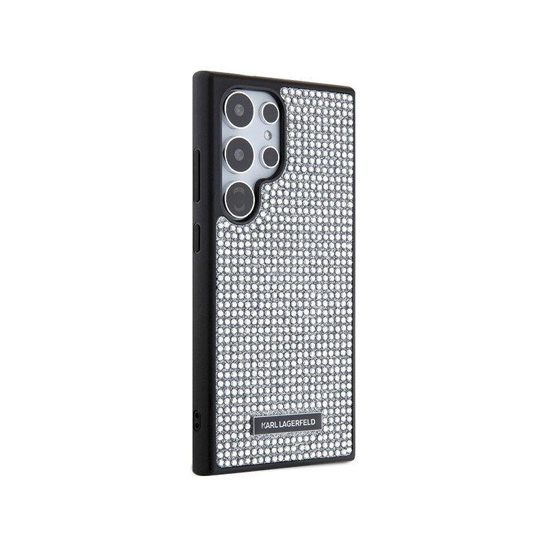 Etui Karl Lagerfeld Rhinestone Metal Logo na Samsung Galaxy S24 Ultra - srebrne