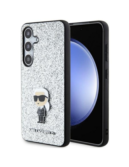 Etui Karl Lagerfeld Fixed Glitter Ikonik Logo Metal Pin na Samsung Galaxy S24+ - srebrne Etui Karl Lagerfeld Fixed Glitter Ikonik Logo Metal Pin na Samsung Galaxy S24+ - srebrne