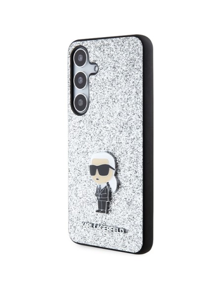 Etui Karl Lagerfeld Fixed Glitter Ikonik Logo Metal Pin na Samsung Galaxy S24+ - srebrne Etui Karl Lagerfeld Fixed Glitter Ikonik Logo Metal Pin na Samsung Galaxy S24+ - srebrne