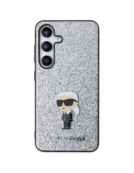 Etui Karl Lagerfeld Fixed Glitter Ikonik Logo Metal Pin na Samsung Galaxy S24+ - srebrne Etui Karl Lagerfeld Fixed Glitter Ikonik Logo Metal Pin na Samsung Galaxy S24+ - srebrne