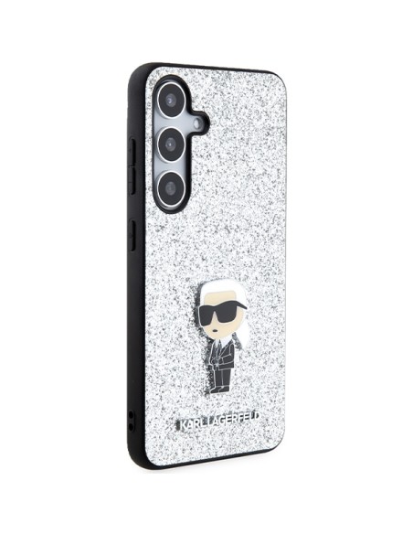 Etui Karl Lagerfeld Fixed Glitter Ikonik Logo Metal Pin na Samsung Galaxy S24+ - srebrne Etui Karl Lagerfeld Fixed Glitter Ikonik Logo Metal Pin na Samsung Galaxy S24+ - srebrne