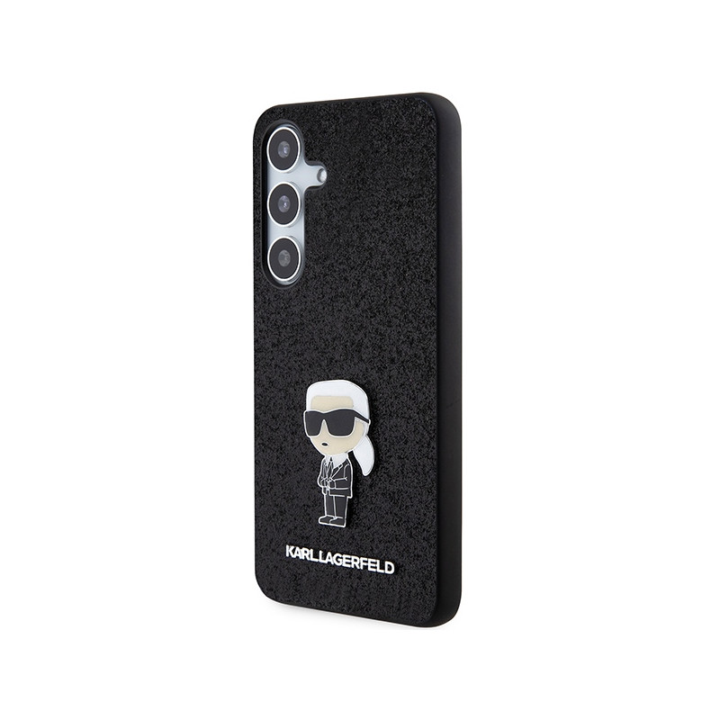 Etui Karl Lagerfeld Fixed Glitter Ikonik Logo Metal Pin na Samsung Galaxy S24+ - czarne