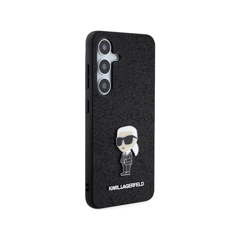 Etui Karl Lagerfeld Fixed Glitter Ikonik Logo Metal Pin na Samsung Galaxy S24+ - czarne