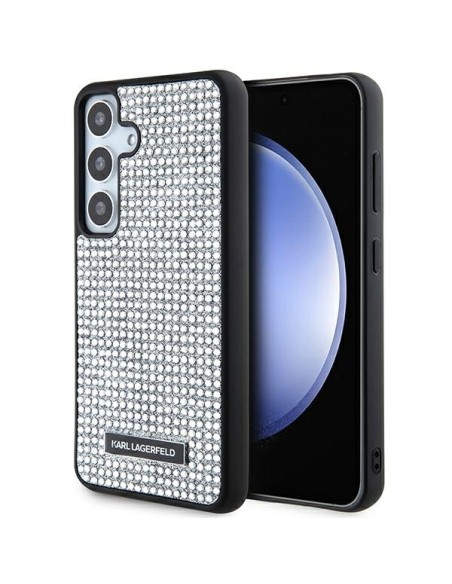 Etui Karl Lagerfeld Rhinestone Metal Logo na Samsung Galaxy S24 - srebrne Etui Karl Lagerfeld Rhinestone Metal Logo na Samsung Galaxy S24 - srebrne
