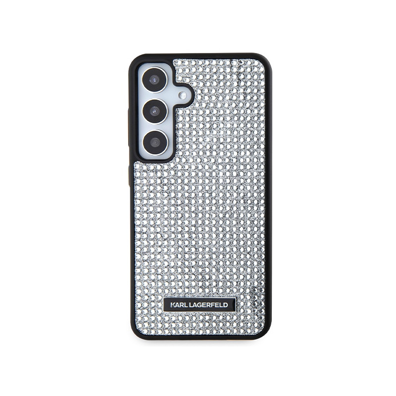 Etui Karl Lagerfeld Rhinestone Metal Logo na Samsung Galaxy S24 - srebrne