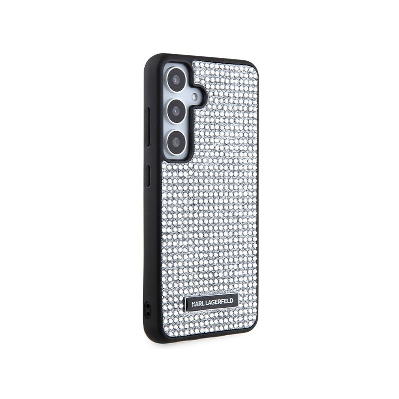 Etui Karl Lagerfeld Rhinestone Metal Logo na Samsung Galaxy S24 - srebrne