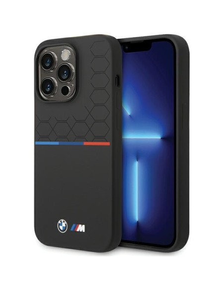 Etui BMW M Silicone Pattern na iPhone 14 Pro Max - czarne Etui BMW M Silicone Pattern na iPhone 14 Pro Max - czarne
