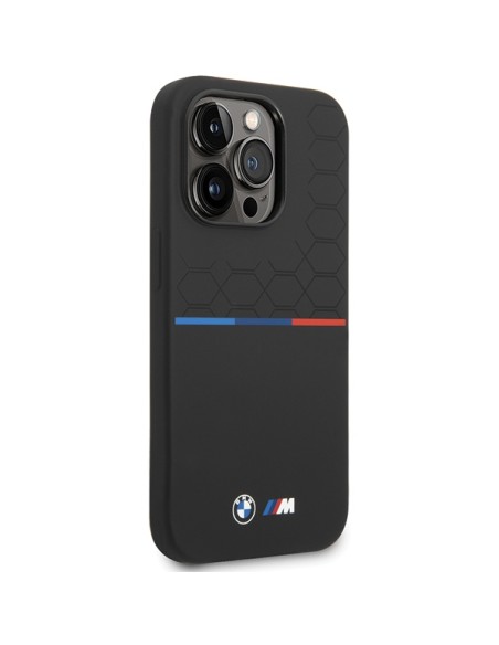 Etui BMW M Silicone Pattern na iPhone 14 Pro Max - czarne Etui BMW M Silicone Pattern na iPhone 14 Pro Max - czarne