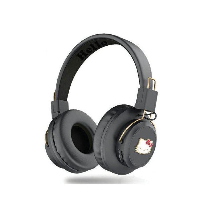 Słuchawki nauszne Bluetooth Hello Kitty Metal Logo - czarne Słuchawki nauszne Bluetooth Hello Kitty Metal Logo - czarne