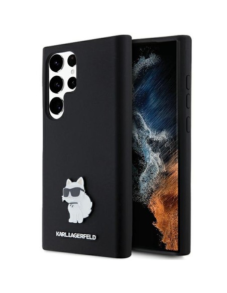 Etui Karl Lagerfeld Silicone Choupette Metal Pin na Samsung Galaxy S23 Ultra - czarne Etui Karl Lagerfeld Silicone Choupette Metal Pin na Samsung Galaxy S23 Ultra - czarne