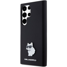Etui Karl Lagerfeld Silicone Choupette Metal Pin na Samsung Galaxy S23 Ultra - czarne