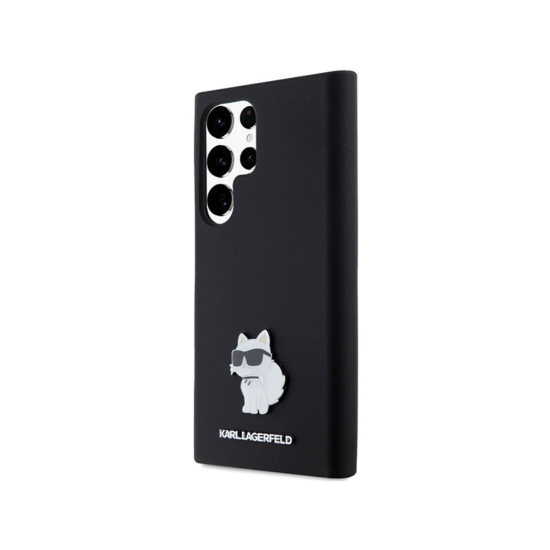 Etui Karl Lagerfeld Silicone Choupette Metal Pin na Samsung Galaxy S23 Ultra - czarne