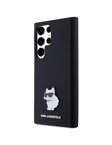 Etui Karl Lagerfeld Silicone Choupette Metal Pin na Samsung Galaxy S23 Ultra - czarne Etui Karl Lagerfeld Silicone Choupette Metal Pin na Samsung Galaxy S23 Ultra - czarne