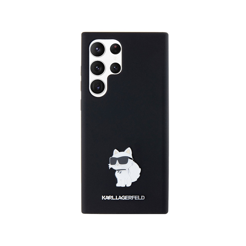 Etui Karl Lagerfeld Silicone Choupette Metal Pin na Samsung Galaxy S23 Ultra - czarne