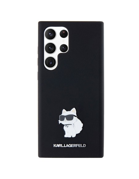 Etui Karl Lagerfeld Silicone Choupette Metal Pin na Samsung Galaxy S23 Ultra - czarne Etui Karl Lagerfeld Silicone Choupette Metal Pin na Samsung Galaxy S23 Ultra - czarne