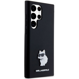 Etui Karl Lagerfeld Silicone Choupette Metal Pin na Samsung Galaxy S23 Ultra - czarne