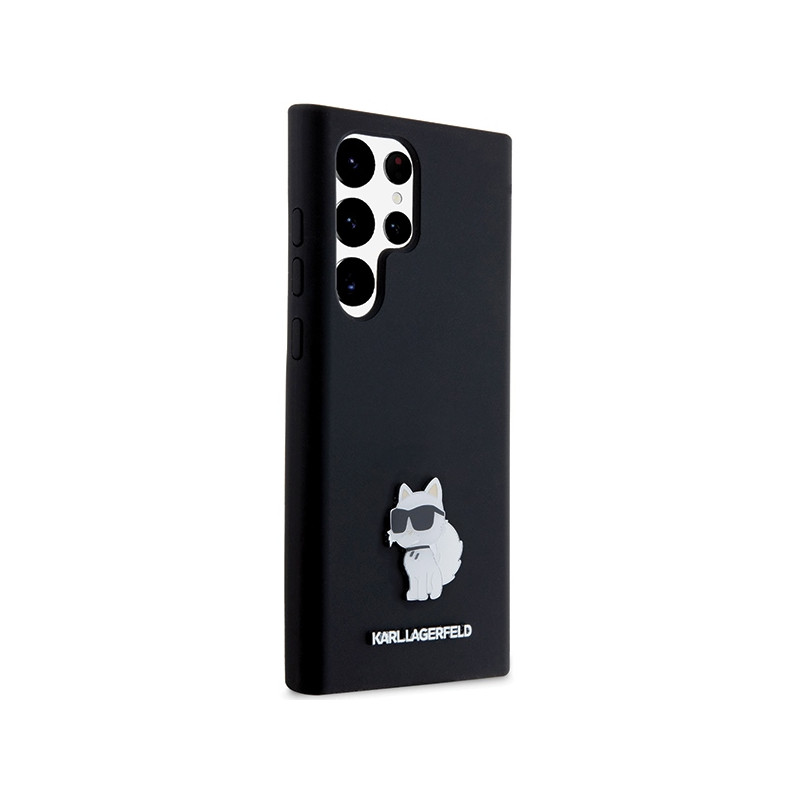 Etui Karl Lagerfeld Silicone Choupette Metal Pin na Samsung Galaxy S23 Ultra - czarne
